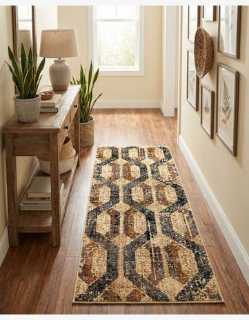 Beige Cream Saturn Runner Rug