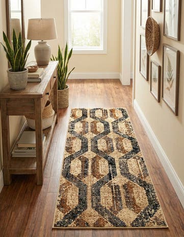 Beige Cream Saturn Runner Rug