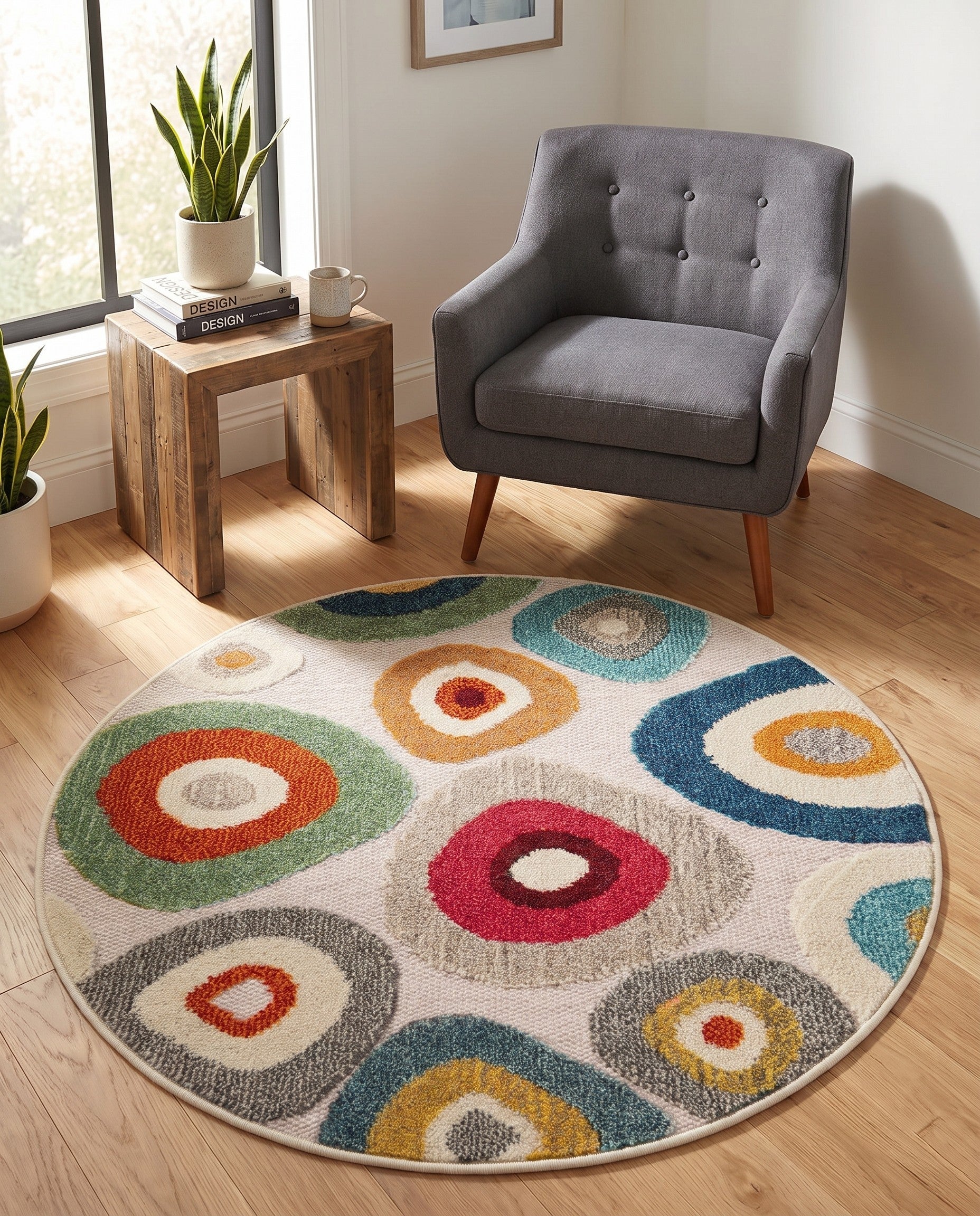 3' x 3' Easy-Clean Casablanca Indoor / Outdoor Round Rug