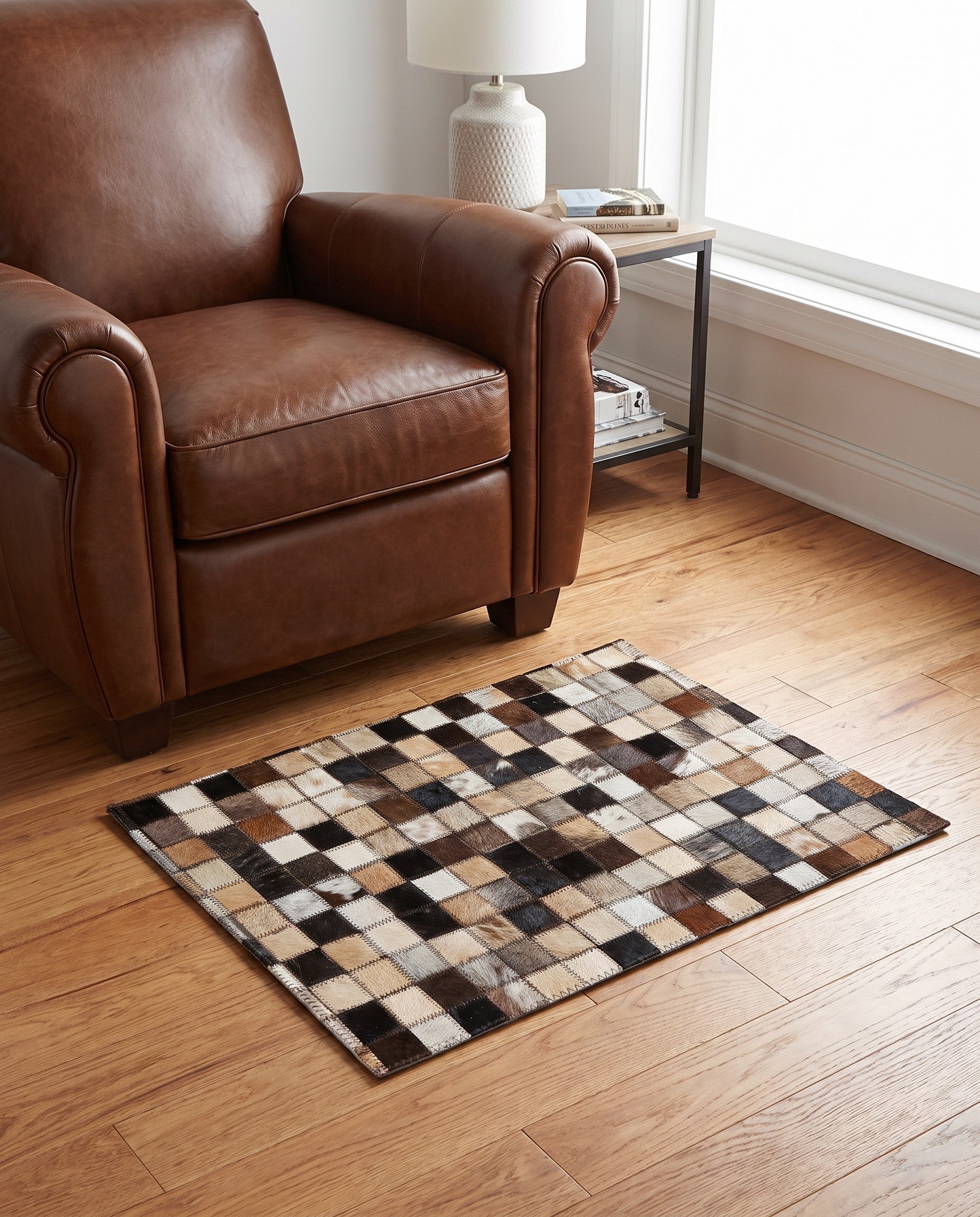 2' x 3' Cowhide Leather Rug