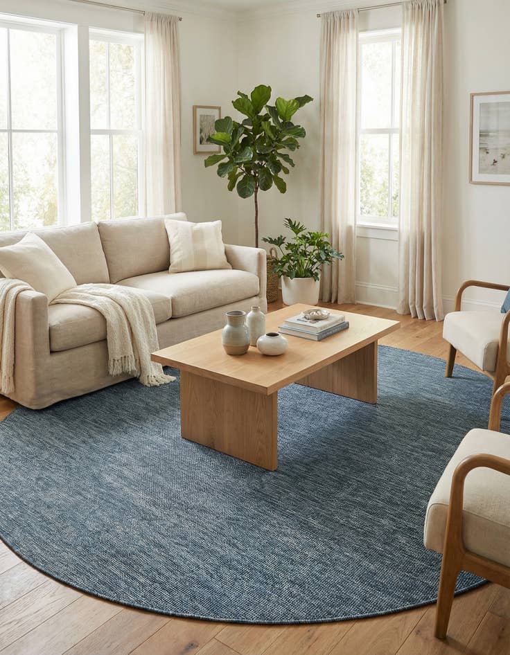 Detail image of  10' x 10'  Washable Solid Indoor / Outdoor Round Rug