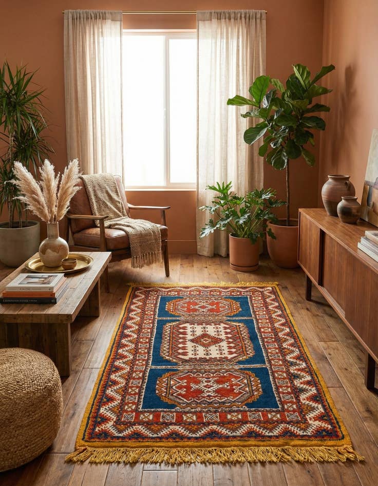 Detail image of 4' 3 x 6' 3  Hand Knotted Moroccan Wool Rug