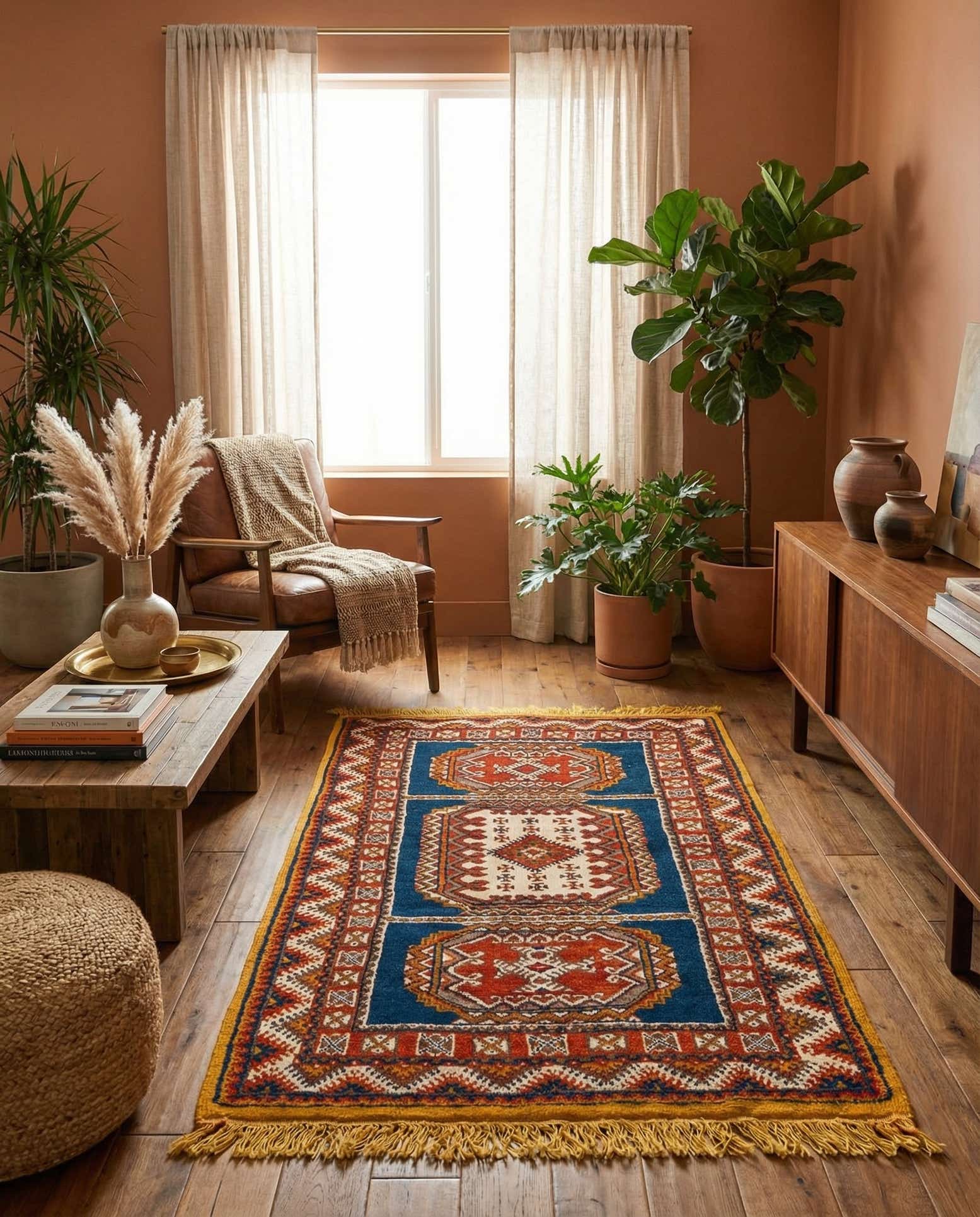 4' 3 x 6' 3 Hand Knotted Moroccan Wool Rug