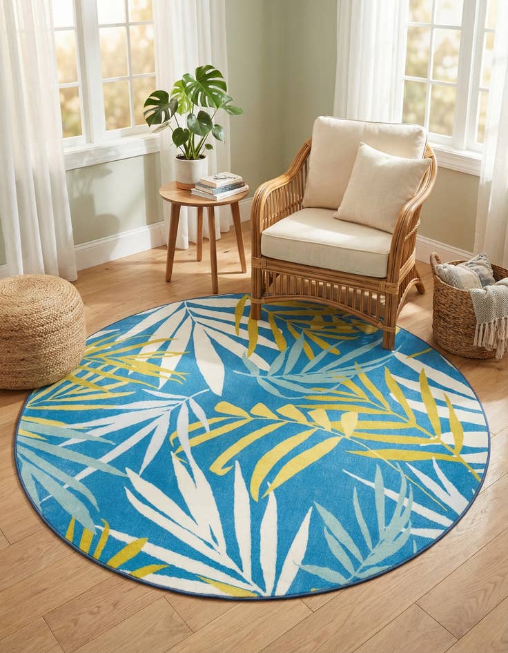 Detail image of 7' 10 x 7' 10 Easy-Clean Jill Zarin Caribbean Indoor / Outdoor Round Rug