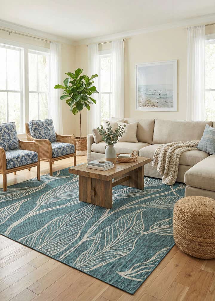 9' x 12' Easy-Clean Botanical Indoor / Outdoor Rug