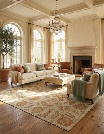 13' 5 x 18' 9 Hand Knotted Oushak Wool Rug