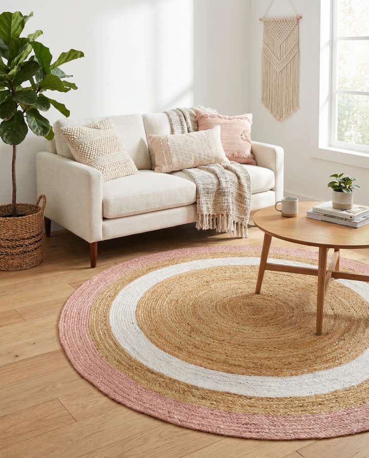 5' 1 x 5' 1 Handmade Braided Jute Round Rug