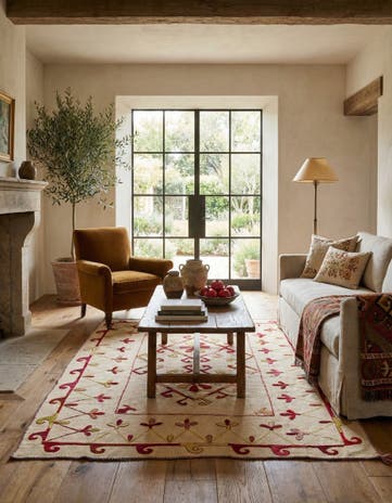 5' 10 x 7' 5 Hand Woven Kilim Suzani Wool Rug