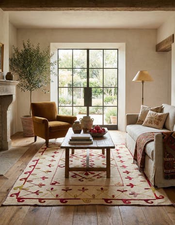 5' 10 x 7' 5 Hand Woven Kilim Suzani Wool Rug