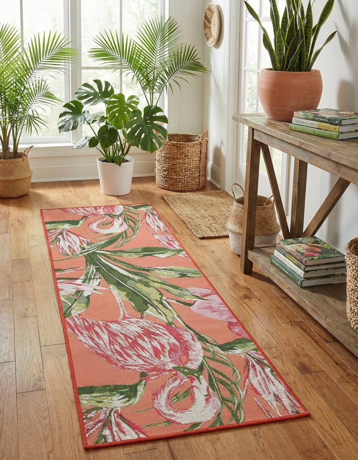 Detail image of  2' x 5'  Washable Botanical Indoor / Outdoor Runner Rug