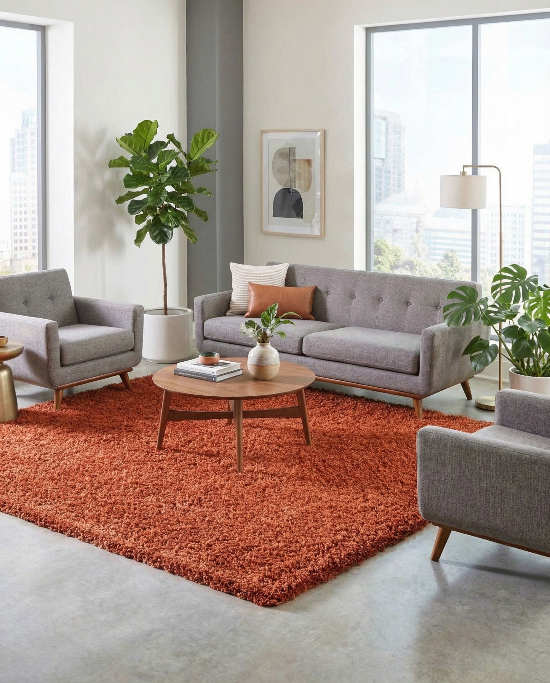  7' 10 x 7' 10 Solid Shag Square Rug