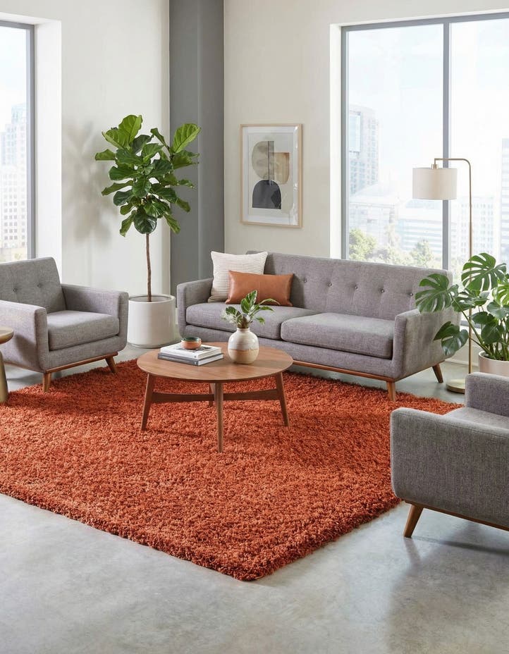 7' 10 x 7' 10 Solid Shag Square Rug