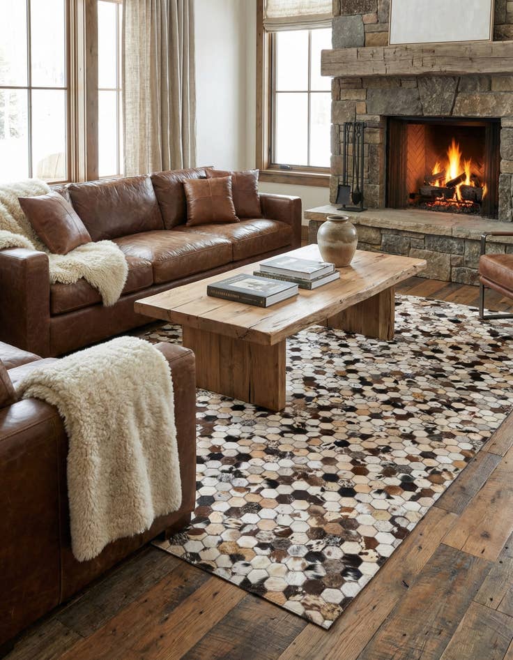 Detail image of 5' 1 x 8' 1 Cowhide Rug