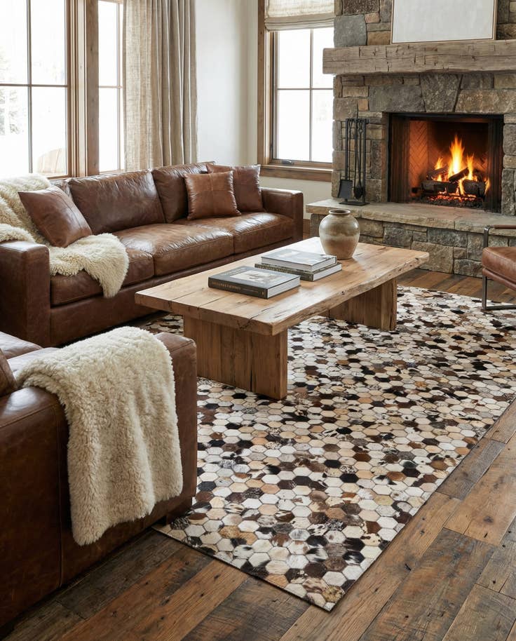 Detail image of 5' 1 x 8' 1 Cowhide Rug