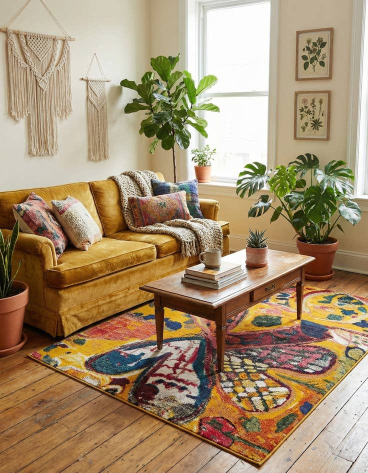 Detail image of  5' 3 x 8'  Washable Haerfest Rug