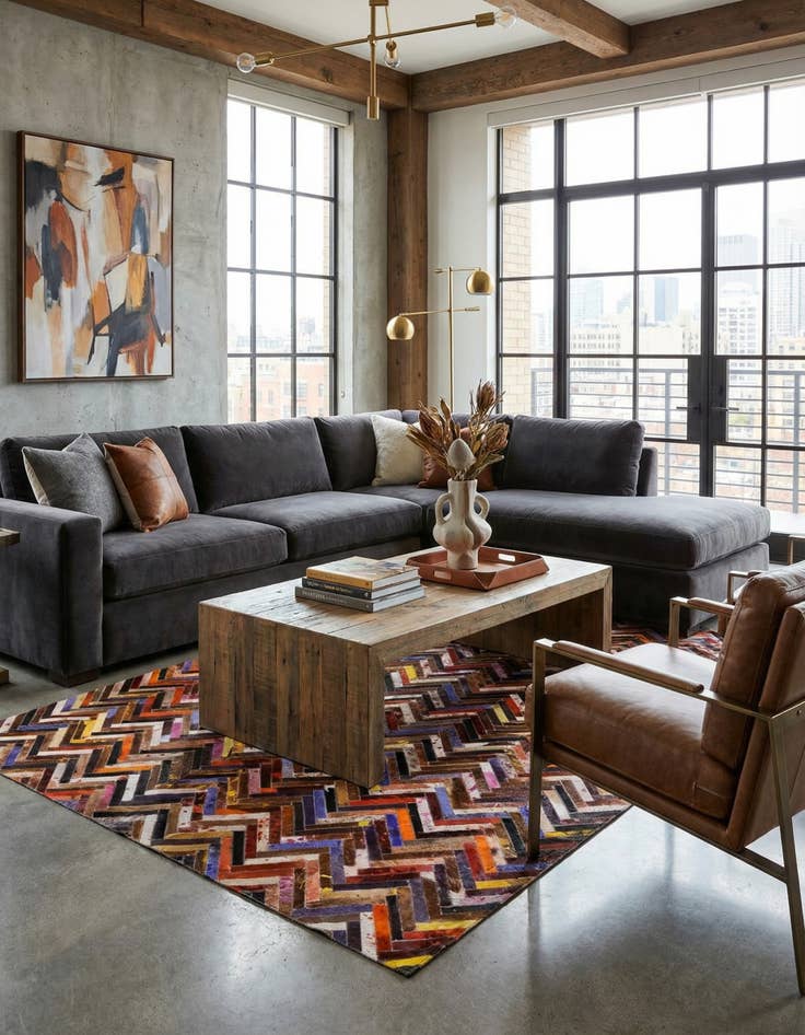 Detail image of 5' 4 x 7' 6 Cowhide Stocks Rug