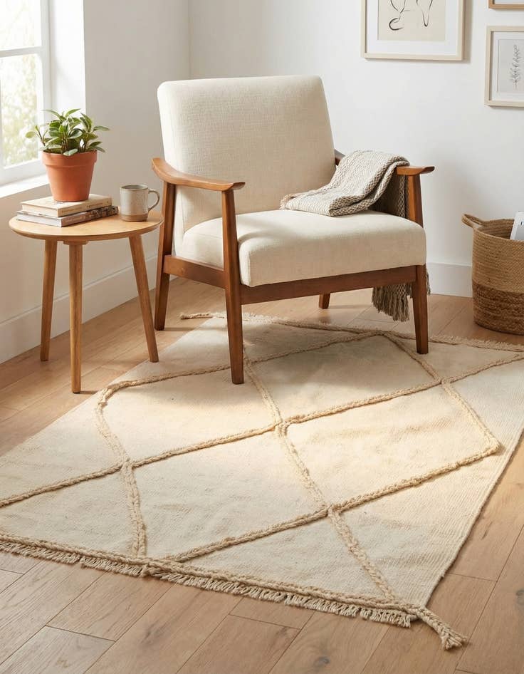 Detail image of  3' 5 x 4' 6  Hand Knotted Moroccan Wool Rug