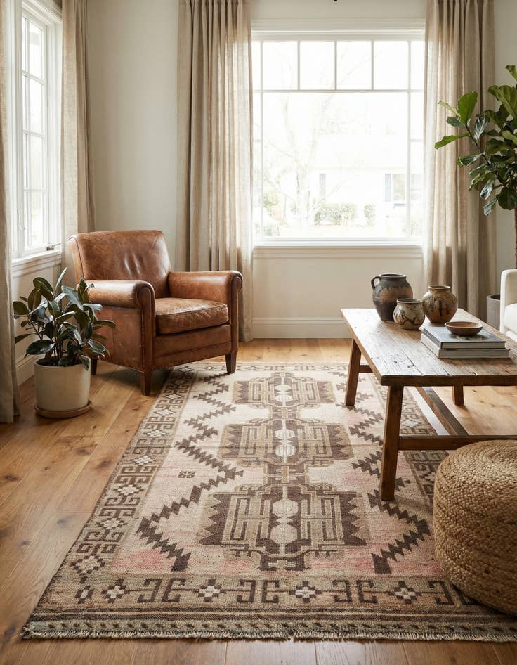 Detail image of 3' 2 x 6' 1  Hand Knotted Ultra Vintage Persian Wool Rug