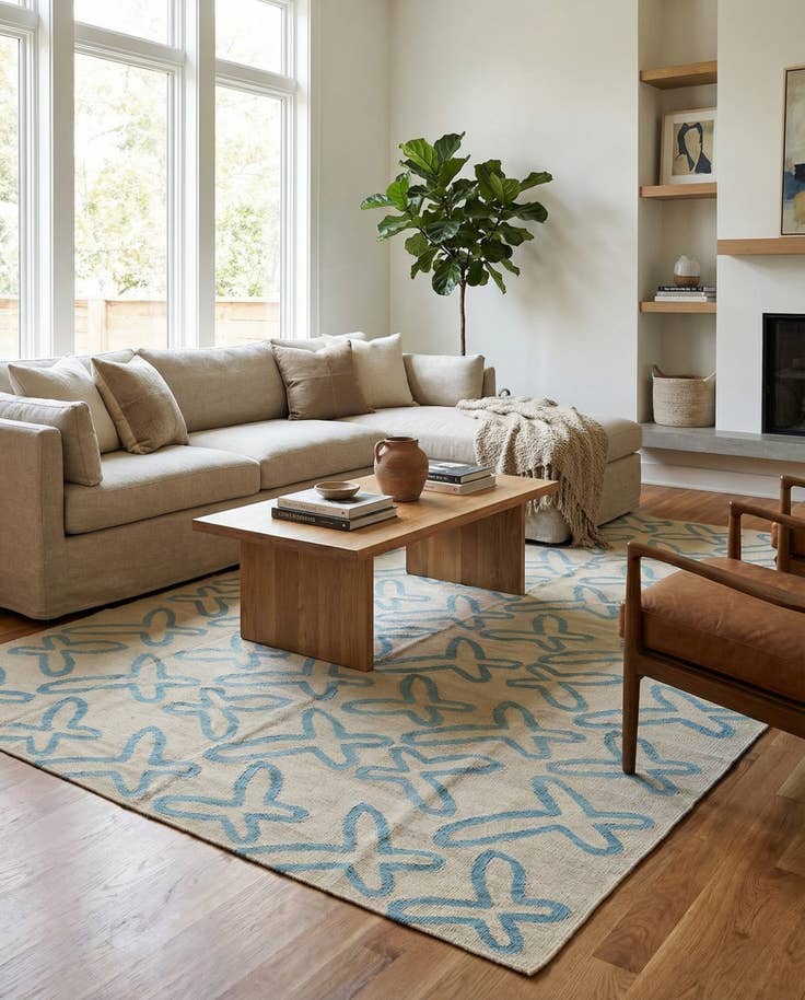 Detail image of 6' 10 x 9' 8 Hand Woven Kilim Modern Wool Rug