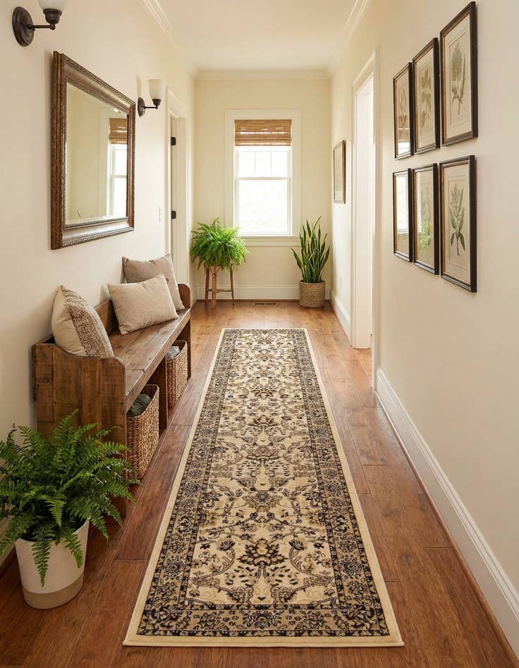 Detail image of 3' x 19' 8 Kashan Design Runner Rug