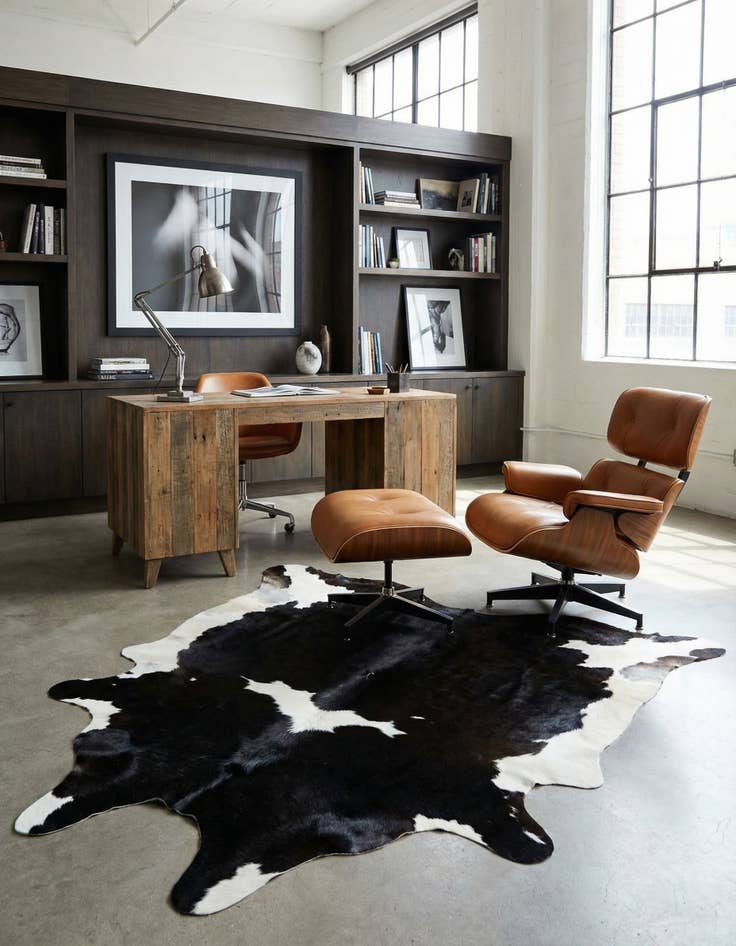 Detail image of 6' 2 x 6' 10 Cowhide Leather Rug