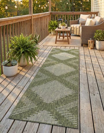 2' 7 x 12' Easy-Clean Modern Indoor / Outdoor Runner Rug