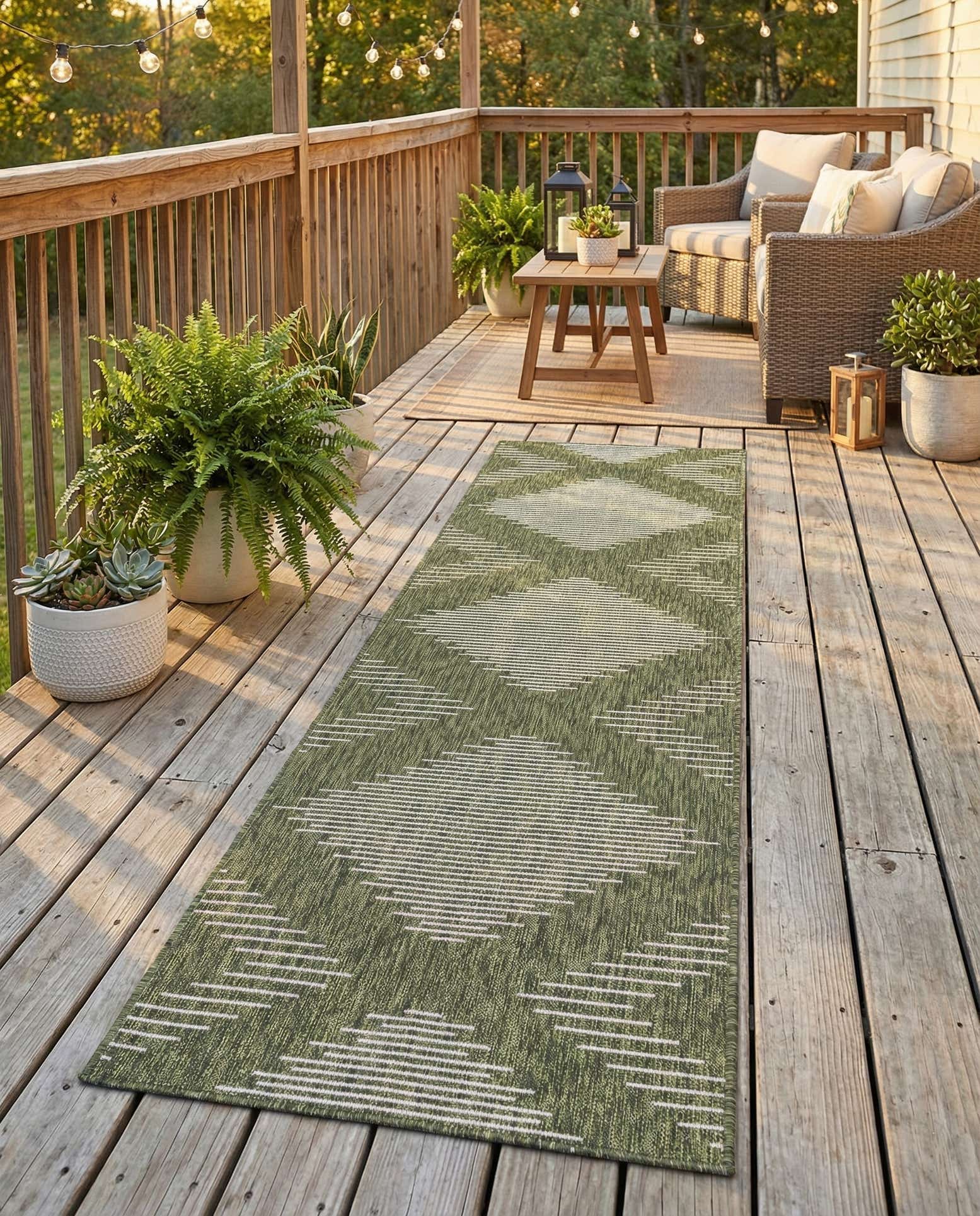 2' 7 x 12' Easy-Clean Modern Indoor / Outdoor Runner Rug