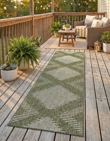2' 7 x 12' Easy-Clean Modern Indoor / Outdoor Runner Rug