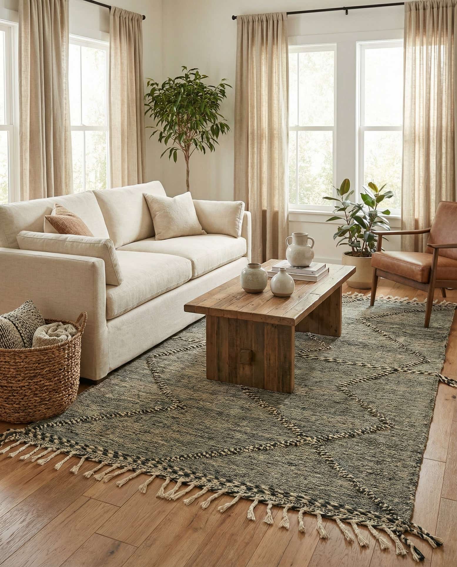 4' 11 x 8' 4 Hand Knotted Moroccan Wool Rug