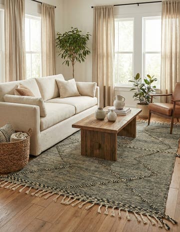 4' 11 x 8' 4 Hand Knotted Moroccan Wool Rug