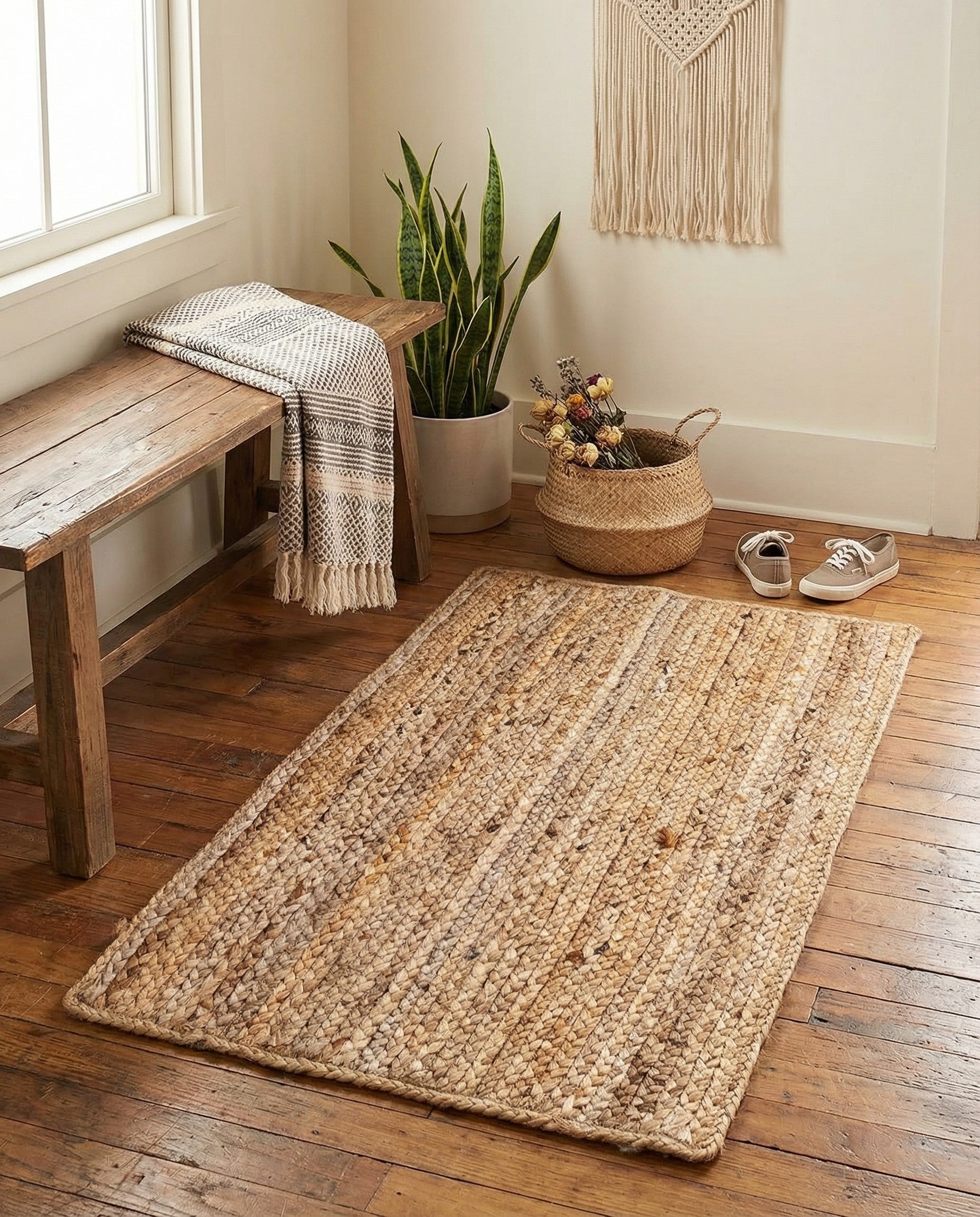  2' x 3' 1  Hand Braided Jute Rug