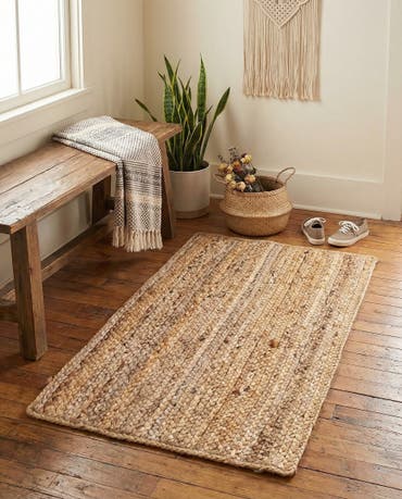  2' x 3' 1  Hand Braided Jute Rug