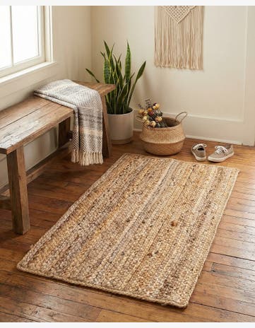 2' x 3' 1 Handmade Braided Jute Rug