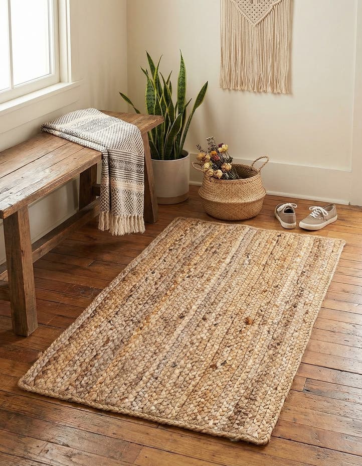 2' x 3' 1 Handmade Braided Jute Rug