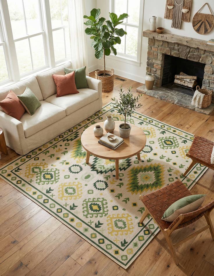 Detail image of 10' x 10'  Washable Baja Indoor / Outdoor Square Rug