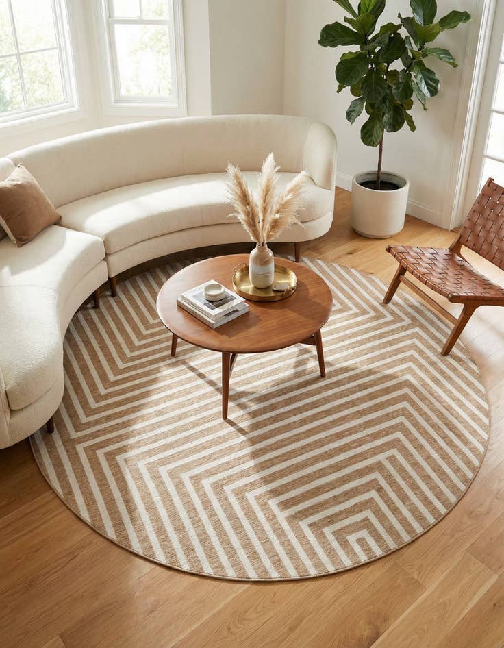 Detail image of  10' x 10'  Washable Modern Indoor / Outdoor Round Rug