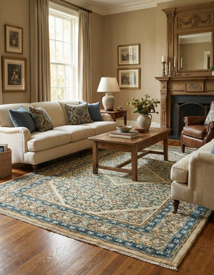 Detail image of 6' 10 x 10' Hand Knotted Farahan Persian Wool Rug