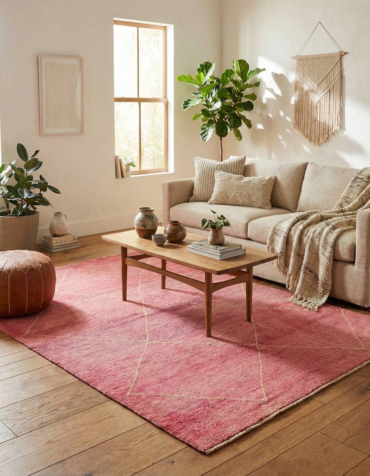 Detail image of 5' 9 x 8' 2  Hand Knotted Moroccan Wool Rug