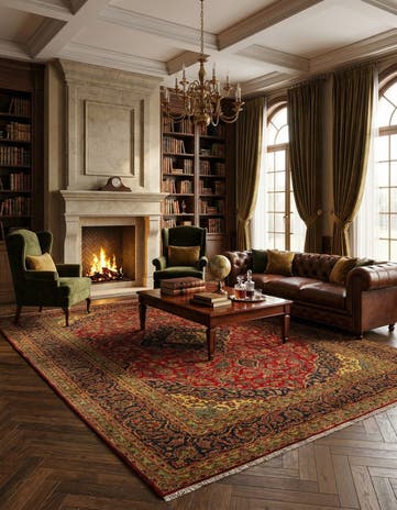 9' 7 x 13' 5 Hand Knotted Kashan Persian Wool Rug