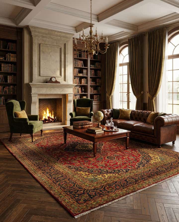 9' 7 x 13' 5 Hand Knotted Kashan Persian Wool Rug