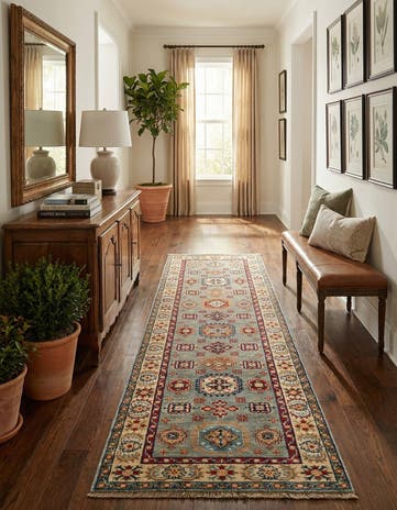 2' 8 x 9' 7 Hand Knotted Kazak Runner Rug