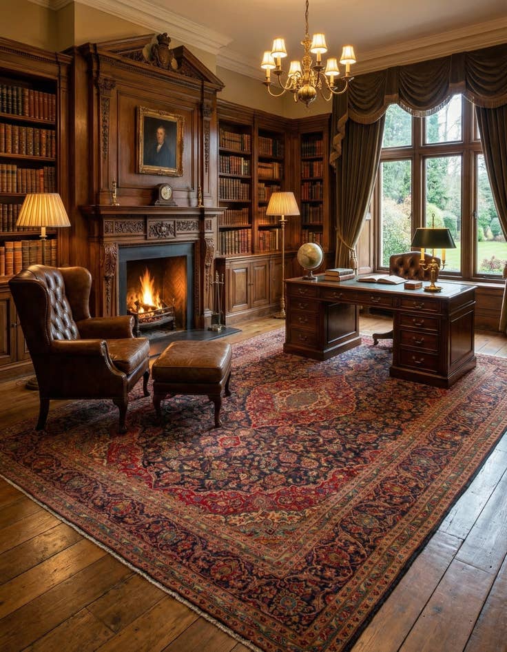 Detail image of 9' 6 x 14' 11  Hand Knotted Kashan Persian Wool Rug