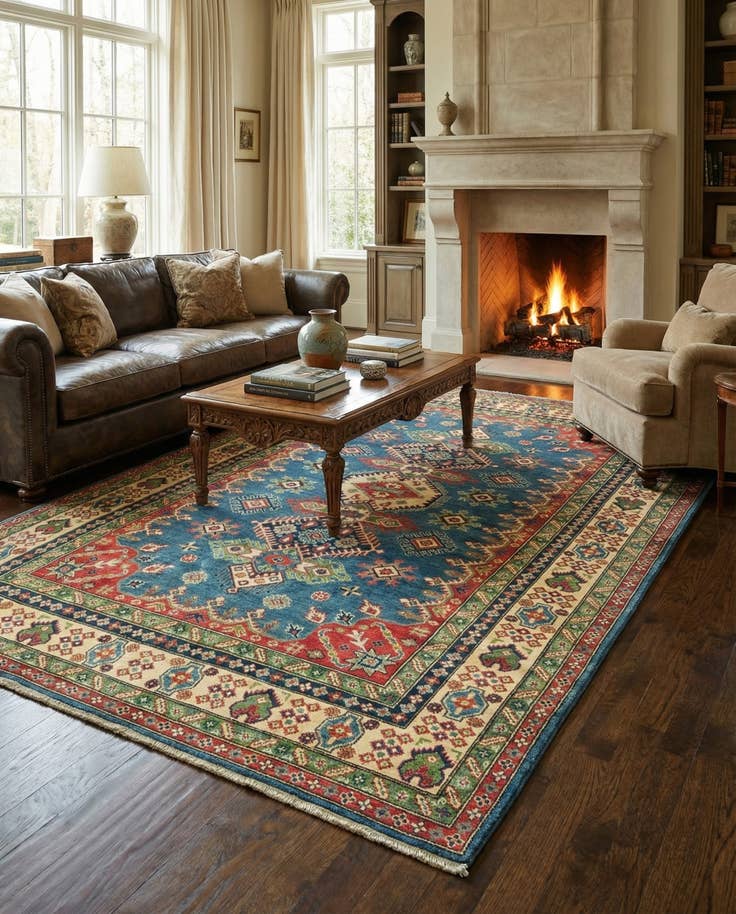 Detail image of 6' 6 x 9' 3 Hand Knotted Kazak Rug