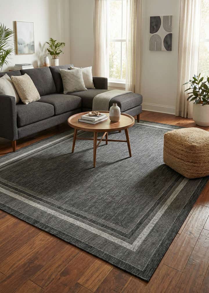 7' 10 x 10' Easy-Clean Border Indoor / Outdoor Rug
