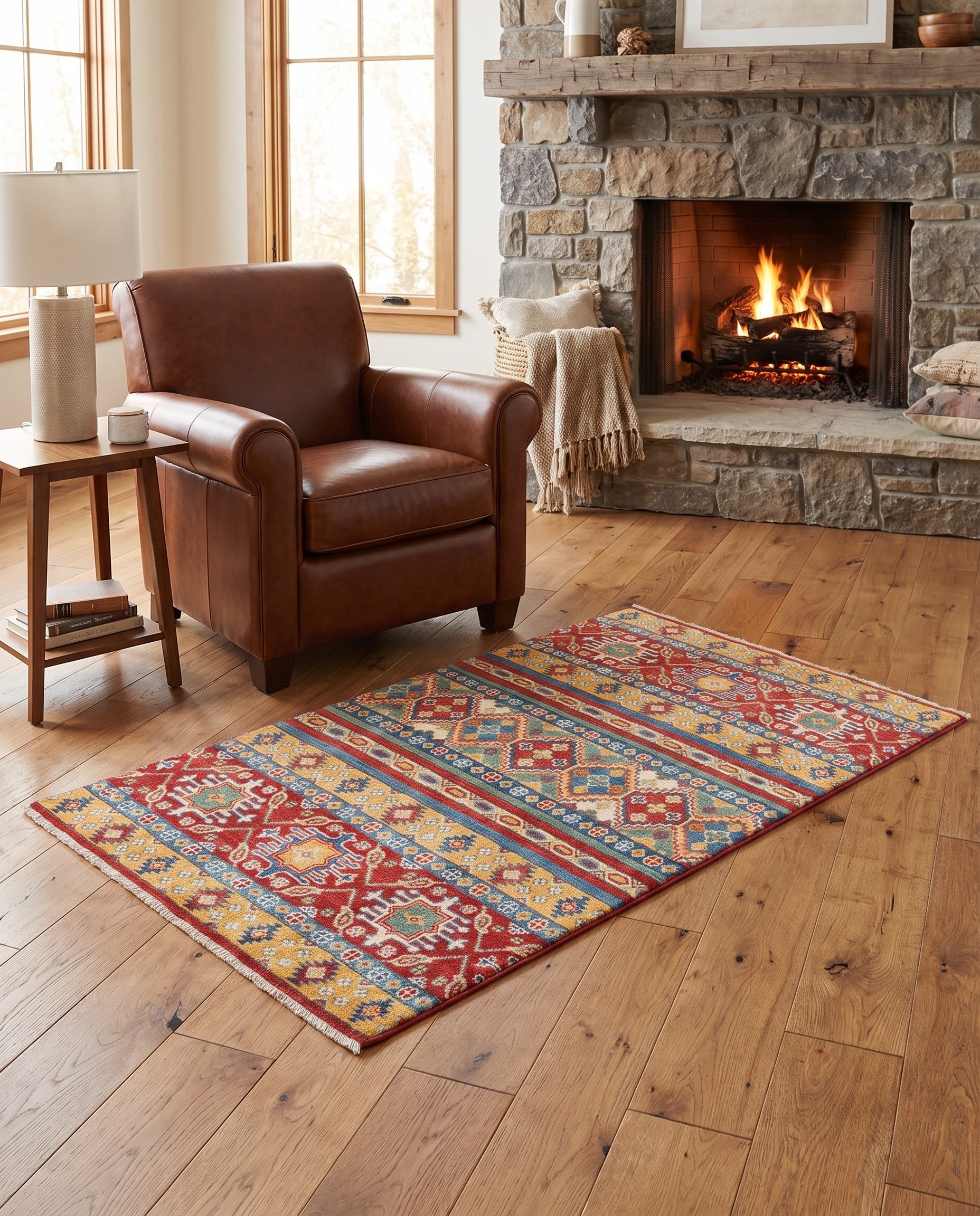 3' 2 x 4' 11 Hand Knotted Kazak Rug