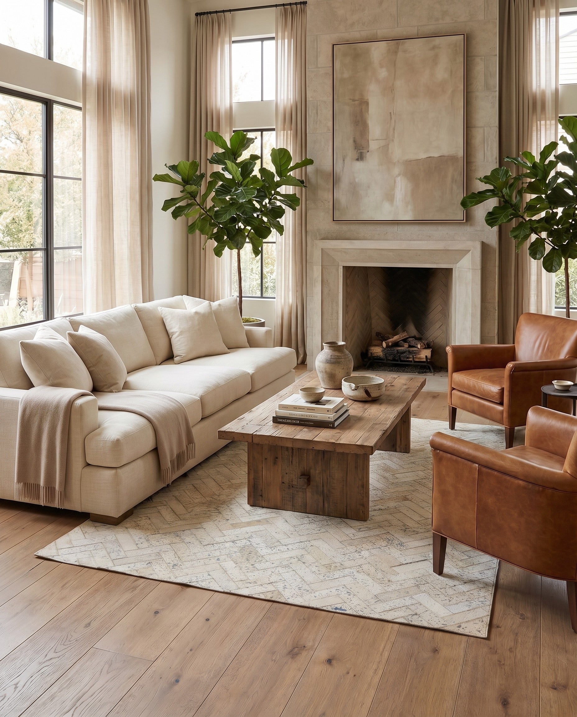 5' x 7' 9 Cowhide Leather Rug