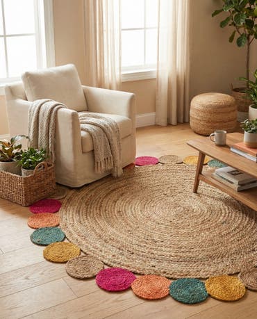  5' 1 x 5' 1  Hand Braided Jute Round Rug