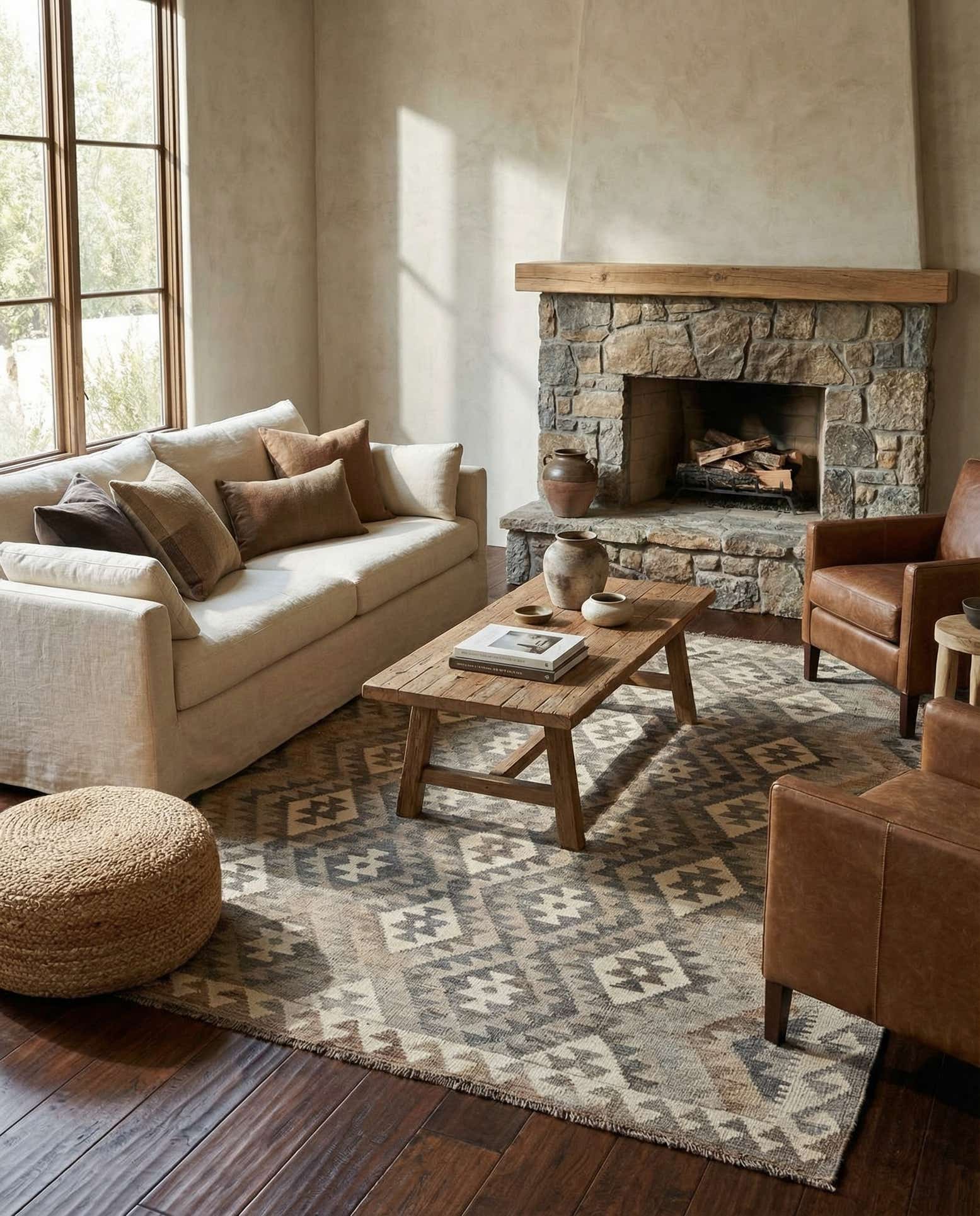 5' 1 x 6' 6 Hand Woven Kilim Maymana Wool Rug
