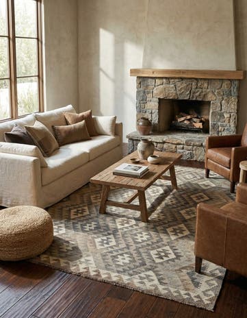 5' 1 x 6' 6 Hand Woven Kilim Maymana Wool Rug