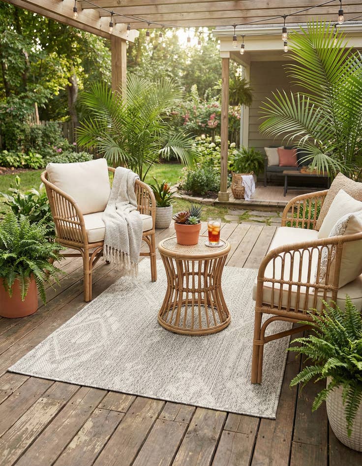 Detail image of 2' x 3'  Washable Bohemian Indoor / Outdoor Rug
